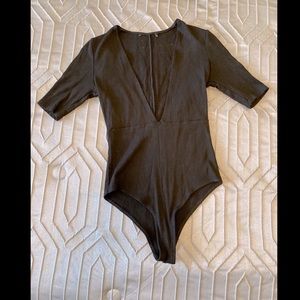 Black DEEP V cut body suit